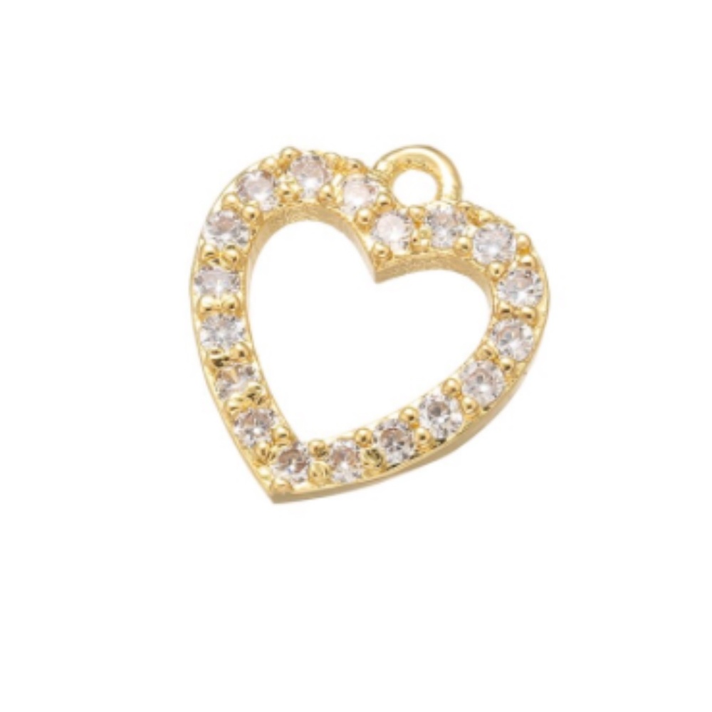 12x13mm Gold Plated CZ Love Heart Necklace Charm ♥